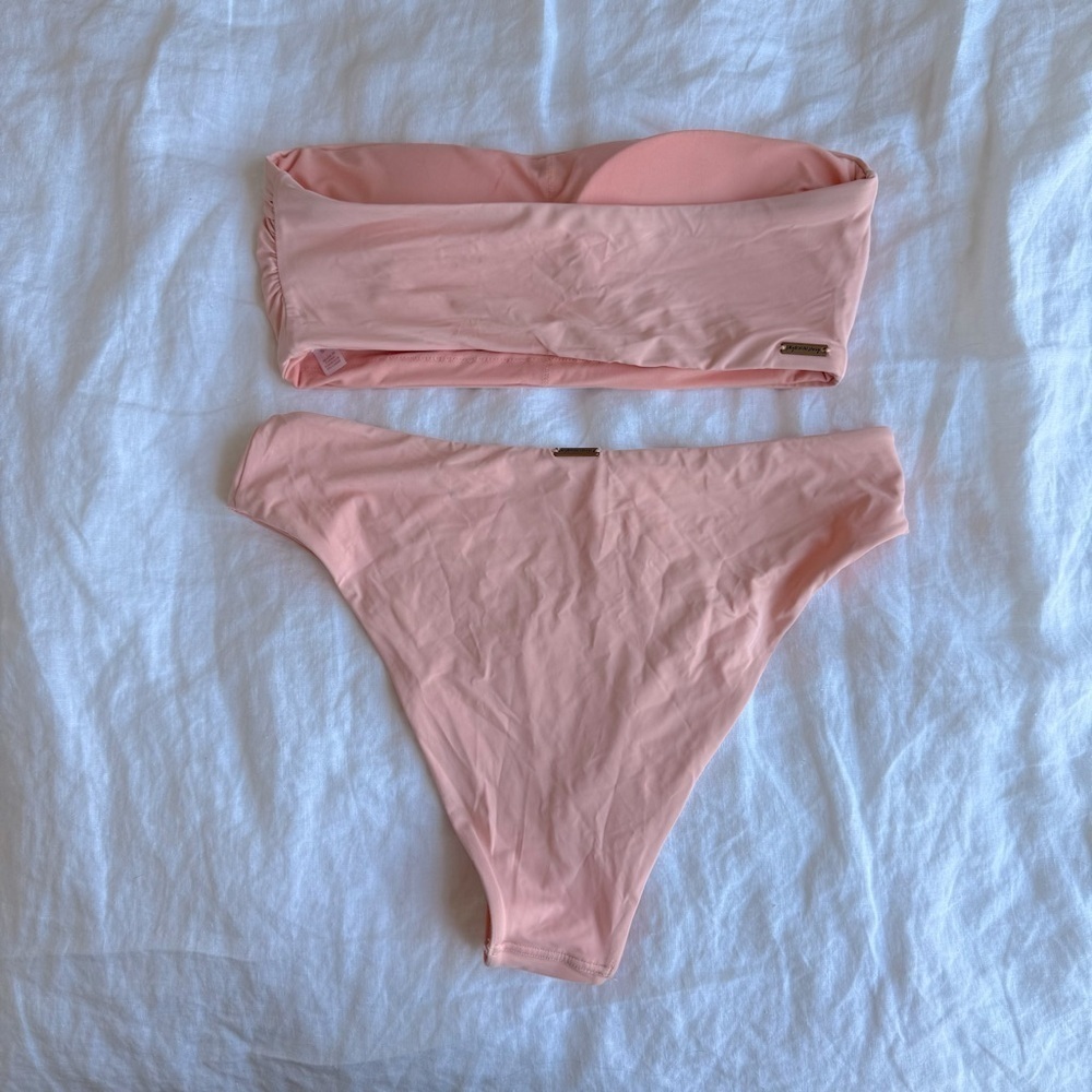 Salmon coral pink bandeau bikini set - size Small - Picture 6 of 8